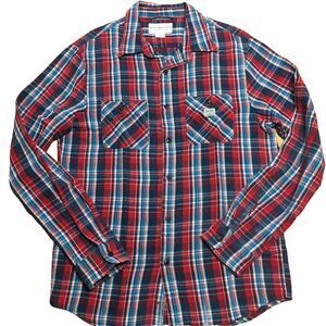 Denim & Supply Ralph Lauren Flannel Shirt Men M Red Plaid Button-Up Long Sleeve